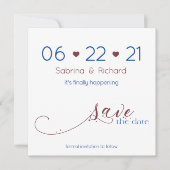 ミニマリストのダークネイビー&ブルゴーニュ日付を保存 招待状 (正面)