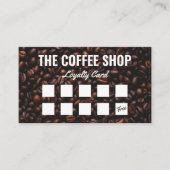 ミニマリストのダークブラウンコーヒー豆コーヒーショップ ロイヤリティカード (正面)