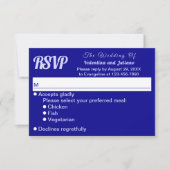 ミニマリストのダークブルー結婚式RSVP 出欠カード (正面)
