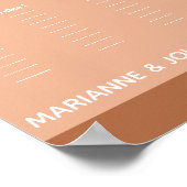 ミニマリストのダーク結婚テラコッタの座席表 ポスター (角)