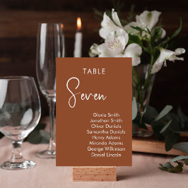 ミニマリストのテラコッタエレガントなテーブルナンバーカード テーブルナンバー