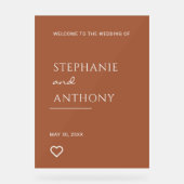 ミニマリストのテラコッタモダンとハート結婚 アクリルサイン (正面)