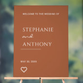 ミニマリストのテラコッタモダンとハート結婚 アクリルサイン (ニュートラル)