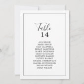 ミニマリストのテーブル番号シーティンググラフカード (裏面)