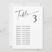 ミニマリストのテーブル番号シーティンググラフシンプルカード 招待状 (正面)