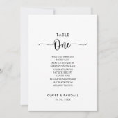 ミニマリストのテーブル番号1座席表 招待状 (正面)