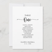 ミニマリストのテーブル番号1座席表 招待状 (裏面)