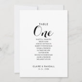 ミニマリストのテーブル番号1座席表 招待状 (正面)