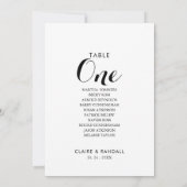 ミニマリストのテーブル番号1座席表 招待状 (裏面)