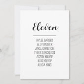 ミニマリストのテーブル番号11座席表 招待状 (正面)