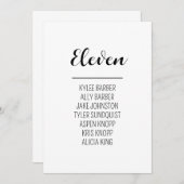 ミニマリストのテーブル番号11座席表 招待状 (正面/裏面)