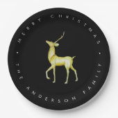 ミニマリストのトナカイの黒と白のクリスマス ペーパープレート (正面)