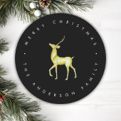 ミニマリストのトナカイの黒と白のクリスマス ラウンドペーパーコースター