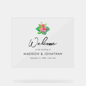 ミニマリストのトロピカルパラダイス結婚の歓迎 アクリルサイン (正面)