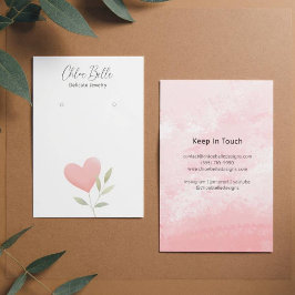 ミニマリストのニュートラルな葉のハートパターンカード