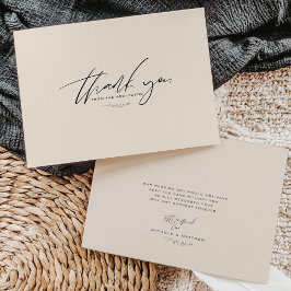 ミニマリストのニュートラル結婚カラーのサンキューカード