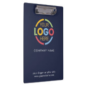ミニマリストのネイビーカスタムル・ブルー・ビジネス・ロゴ クリップボード (右)