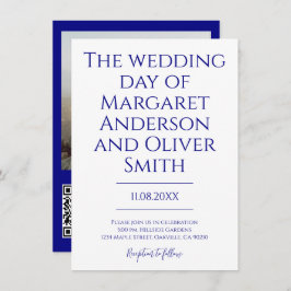 ミニマリストのネイビーブルーすべて1つのQRコード結婚の 招待状