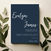 ミニマリストのネイビーモダンルユニークブルー結婚ズ