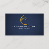 ミニマリストのネイビー実在ル・エステート・名刺 名刺 (正面)