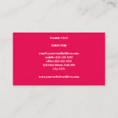 ミニマリストのネオンピンクと白の名刺 名刺 (裏面)