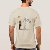 ミニマリストのハイカーと犬の山の冒険 Tシャツ (裏面)