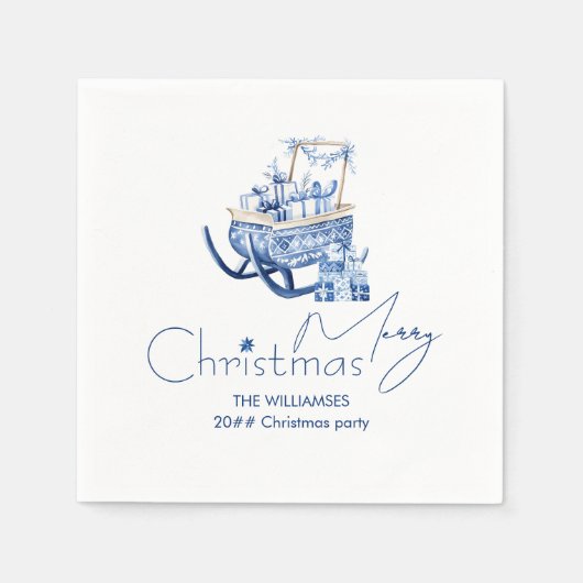 ミニマリストのハイゲブルークリスマスサンタスススススリー スタンダードカクテルナプキン (正面)