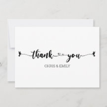 ミニマリストのハートと鳥の書道ありがとう