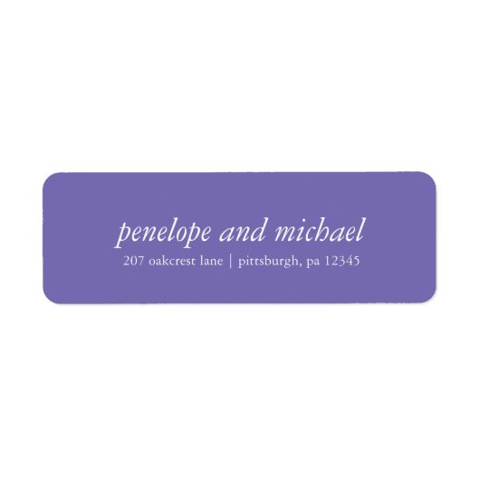 ミニマリストのバイオレット結婚とホワイトの住所 シール (正面)