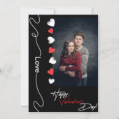 ミニマリストのバレンタインデーのカップル写真赤と黒 シーズンカード (正面)