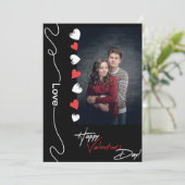 ミニマリストのバレンタインデーのカップル写真赤と黒 シーズンカード (スタンド正面)