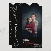 ミニマリストのバレンタインデーのカップル写真赤と黒 シーズンカード (正面/裏面)
