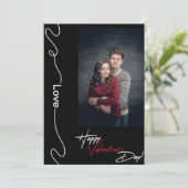 ミニマリストのバレンタインデーのカップル写真赤と黒 シーズンカード (スタンド正面)