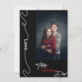 ミニマリストのバレンタインデーのカップル写真赤と黒 シーズンカード