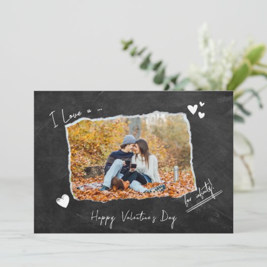 ミニマリストのバレンタインデーカップル愛uフォトグレー シーズンカード (スタンド正面)