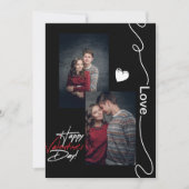 ミニマリストのバレンタインデーカップル2フォトブラック シーズンカード (正面)