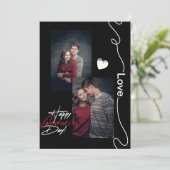 ミニマリストのバレンタインデーカップル2フォトブラック シーズンカード (スタンド正面)