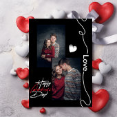 ミニマリストのバレンタインデーカップル2フォトブラック シーズンカード