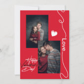ミニマリストのバレンタインデーカップル2フォトレッド シーズンカード (正面)