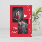 ミニマリストのバレンタインデーカップル2フォトレッド シーズンカード (スタンド正面)