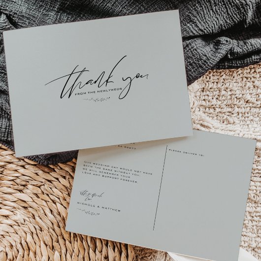 ミニマリストのパウダーブルー結婚の皆様に感謝 ポストカード