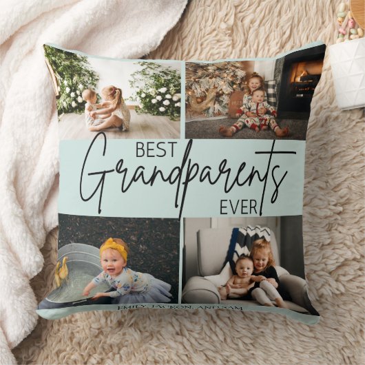 ミニマリストのパステル最高のブルー祖父母の写真 クッション (ブランケット)