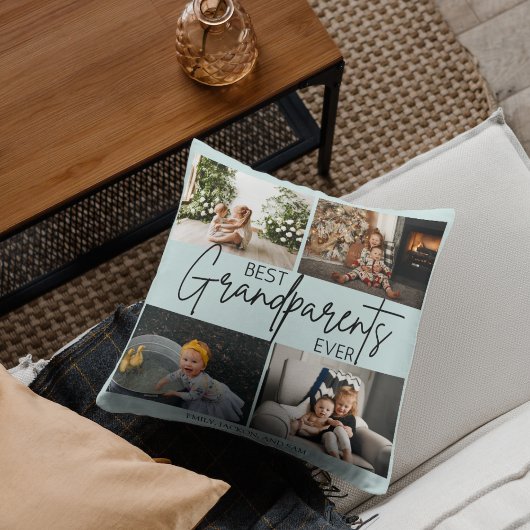 ミニマリストのパステル最高のブルー祖父母の写真 クッション