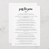 ミニマリストのパス詩のブライダルシャワーゲームカード 招待状 (正面/裏面)