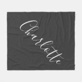 ミニマリストのパーソナライズされたスクリプト名白黒 フリースブランケット (正面(横))