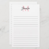 ミニマリストのパーソナライズされたモノグラム文房具 (正面/裏面)