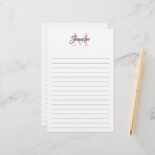 ミニマリストのパーソナライズされたモノグラム文房具 (正面/裏面インサイチュ)