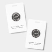 ミニマリストのビジネスロゴ会社の従業員スタッフID バッジ (正面＆裏面)