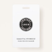 ミニマリストのビジネスロゴ会社の従業員スタッフID バッジ (裏面)