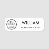 ミニマリストのビジネスロゴ白人従業員 名札 (正面)